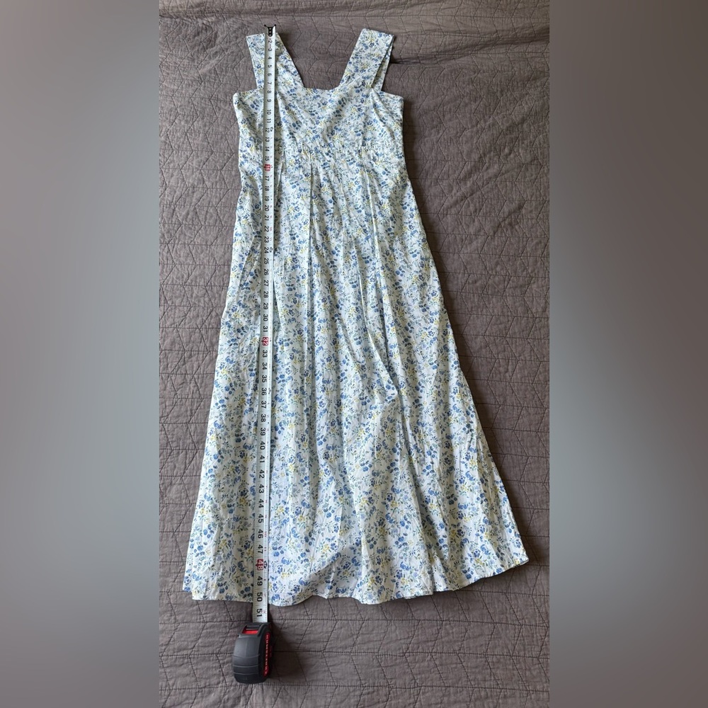 Mona Thalheimer Blue ditzy floral empire waist 100% cotton maxi dress size small - Picture 15 of 16